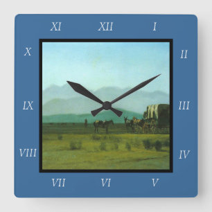 Reloj Cuadrado El vagón de los agrimenistas de Albert Bierstadt e
