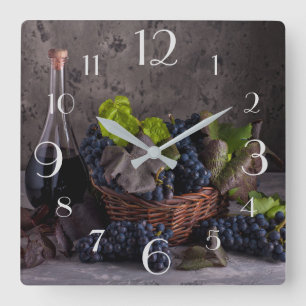 Reloj Cuadrado El vino y las uvas siguen siendo la vida