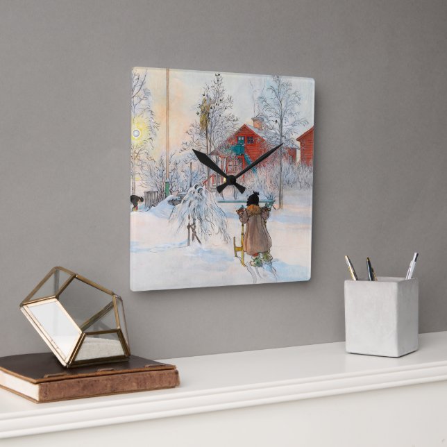 Reloj Cuadrado El yard y el lavadero de Carl Larsson (Oficina)