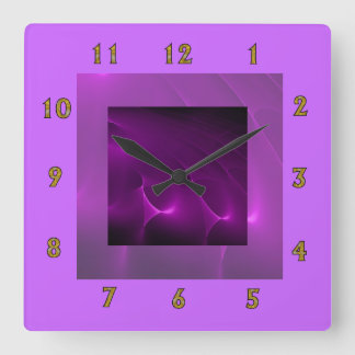 Reloj Cuadrado Electric Purple Swirls Wall Clock