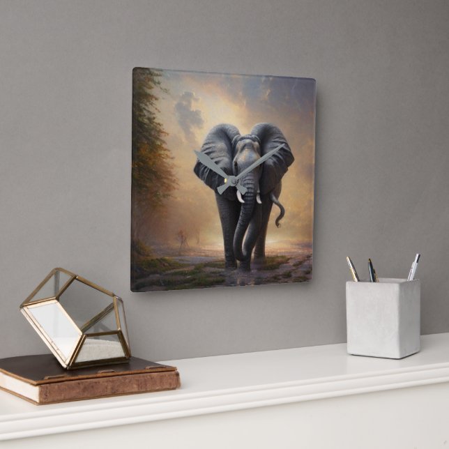 Reloj Cuadrado Elefante Africano-El Rey (Oficina)