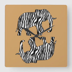 Reloj Cuadrado Elefante con las rayas de la cebra + sus ideas