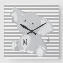 Reloj Cuadrado Elefante de moda Bandas grises y blancas
