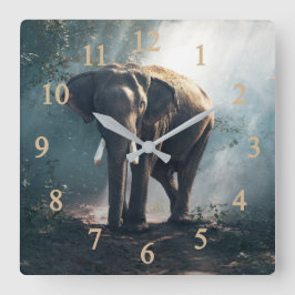 Reloj Cuadrado Elefante En La Jungla