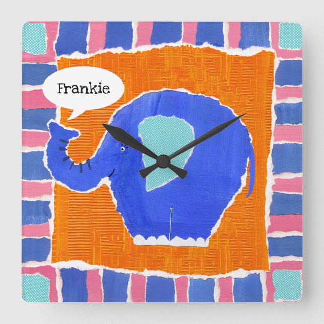 Reloj Cuadrado Elefante personalizado (Anverso)