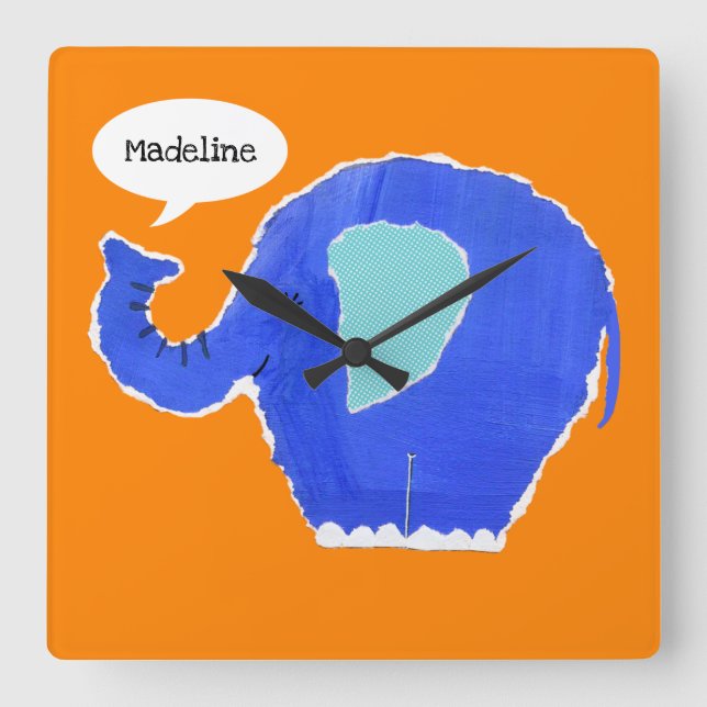 Reloj Cuadrado Elefante personalizado (Anverso)