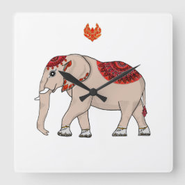 Reloj Cuadrado Elefante tailandés del Wall Clock.