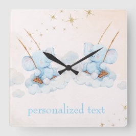 Reloj Cuadrado Elefantes gemelos toman vuelo