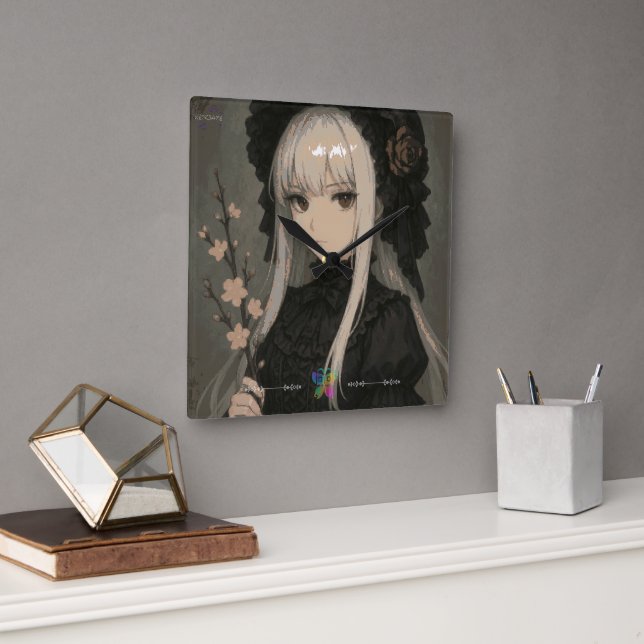 Reloj Cuadrado Elegance of the Midnight Blossom Maiden Premium (Oficina)