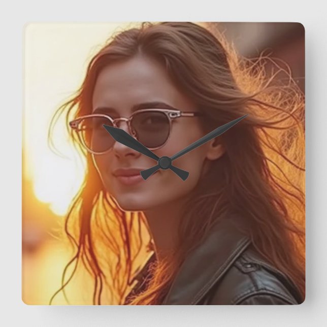 Reloj Cuadrado Elegancia de la Hora de Oro (Anverso)