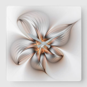 Reloj Cuadrado Elegancia floral arte fractal abstracto moderno
