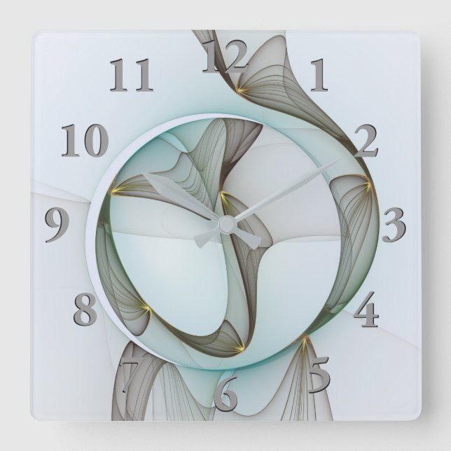 Reloj Cuadrado Elegancia moderna abstracta turquesa marrón dorado (Anverso)