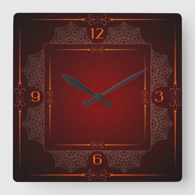 Reloj Cuadrado Elegancia roja (Anverso)