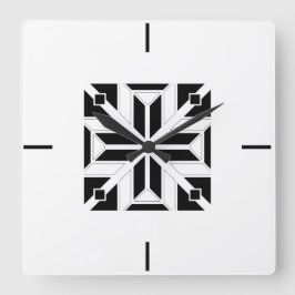 Reloj Cuadrado Elegant Black and White Geometric Pattern