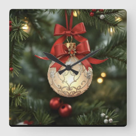 Reloj Cuadrado Elegant Christmas Ornament Collection with Red Bow