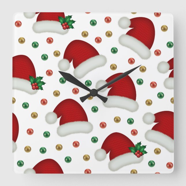 Reloj Cuadrado Elegant Christmas Wall Clock – Festive Winter Time (Anverso)