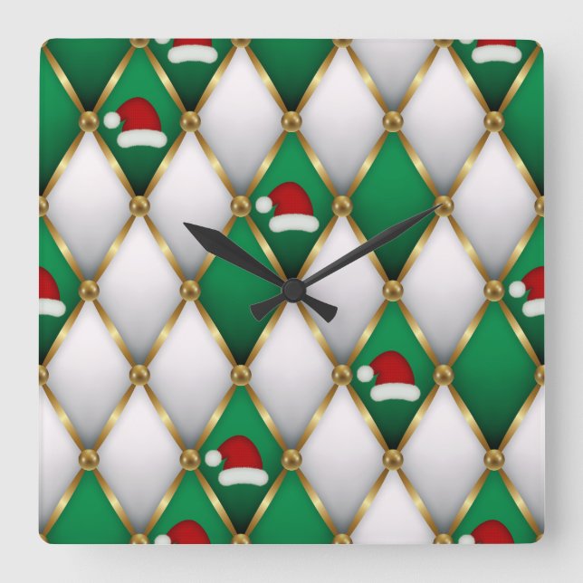 Reloj Cuadrado Elegant Christmas Wall Clock – Festive Winter Time (Anverso)