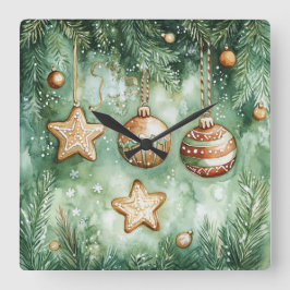 Reloj Cuadrado Elegant Christmas Wall Clock – Festive Winter Time