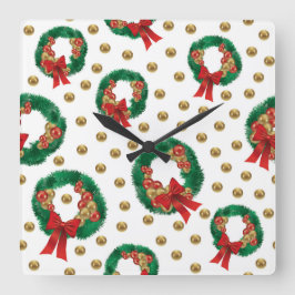 Reloj Cuadrado Elegant Christmas Wall Clock – Festive Winter Time
