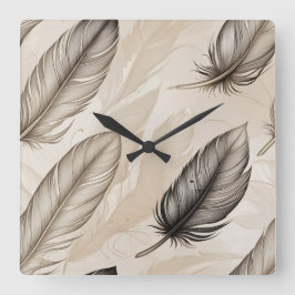 Reloj Cuadrado Elegant Feathers Clock