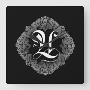 Reloj Cuadrado Elegant Goth Initial U