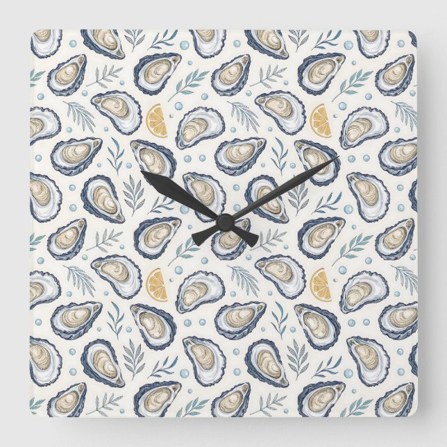 Reloj Cuadrado Elegant Marine Oysters (Anverso)