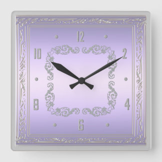 Reloj Cuadrado Elegant Purple and Silver Wall Clock