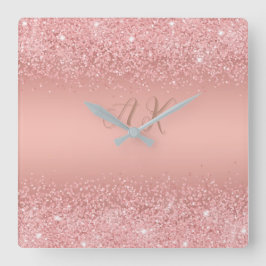 Reloj Cuadrado Elegant Rose Gold Luxe Shimmer Monogram 