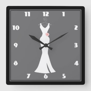 Reloj Cuadrado Elegant White Gown on Gray - Stylish Simple Design