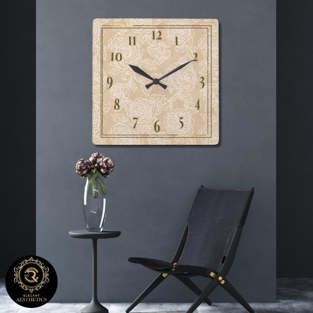 Reloj Cuadrado Elegant White Rose Flower Wall Clock (Subido por el creador)