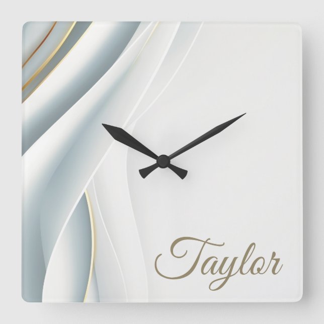 Reloj Cuadrado Elegant White Veil Personalized  (Anverso)