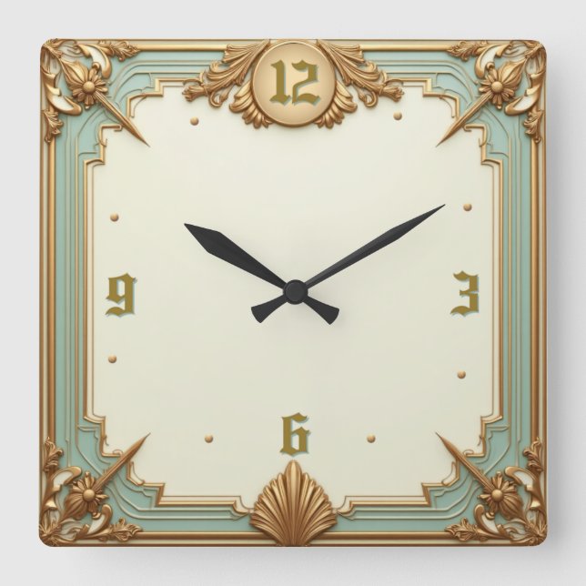Reloj Cuadrado Elegante Art Déco (Anverso)