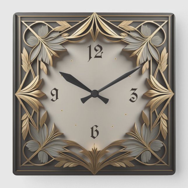 Reloj Cuadrado Elegante Art Deco (Anverso)