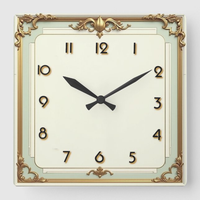 Reloj Cuadrado Elegante Art Déco (Anverso)