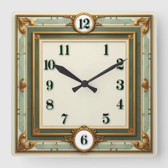 Reloj Cuadrado Elegante Art Deco  (Anverso)