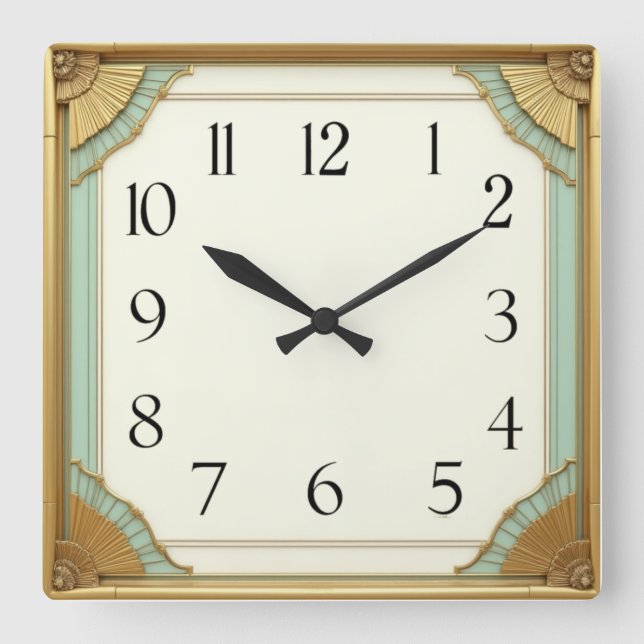 Reloj Cuadrado Elegante Art Déco (Anverso)