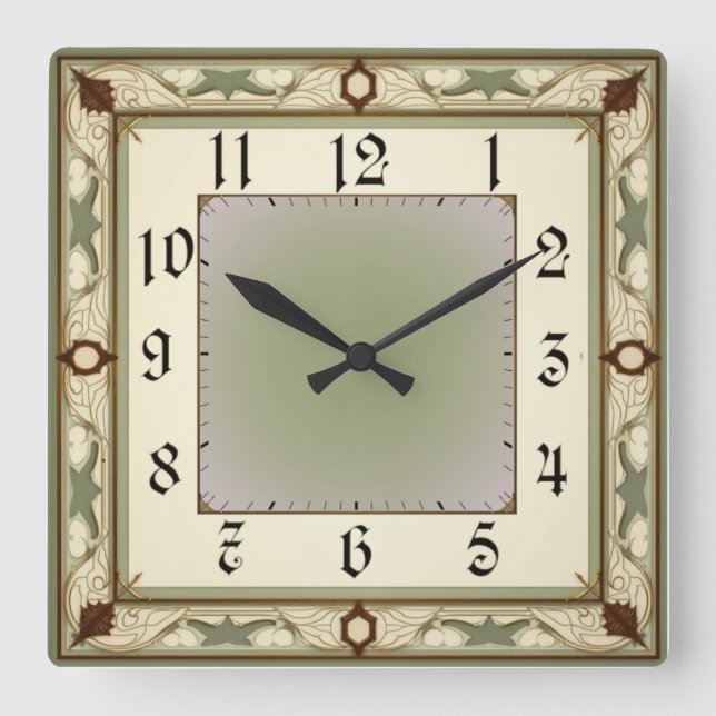 Reloj Cuadrado Elegante Art Déco (Anverso)