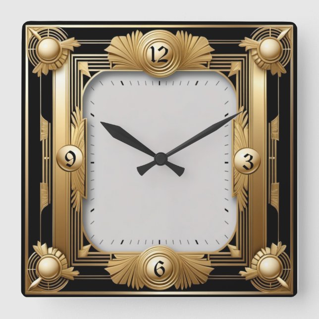 Reloj Cuadrado Elegante Art Deco (Anverso)