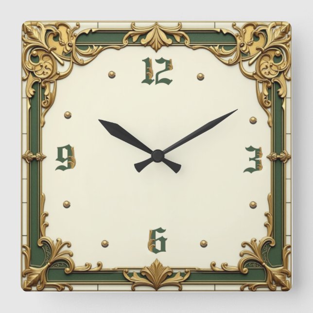 Reloj Cuadrado Elegante Art Deco (Anverso)