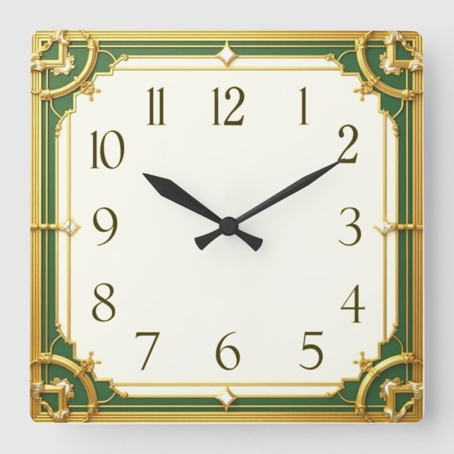 Reloj Cuadrado Elegante Art Déco (Anverso)