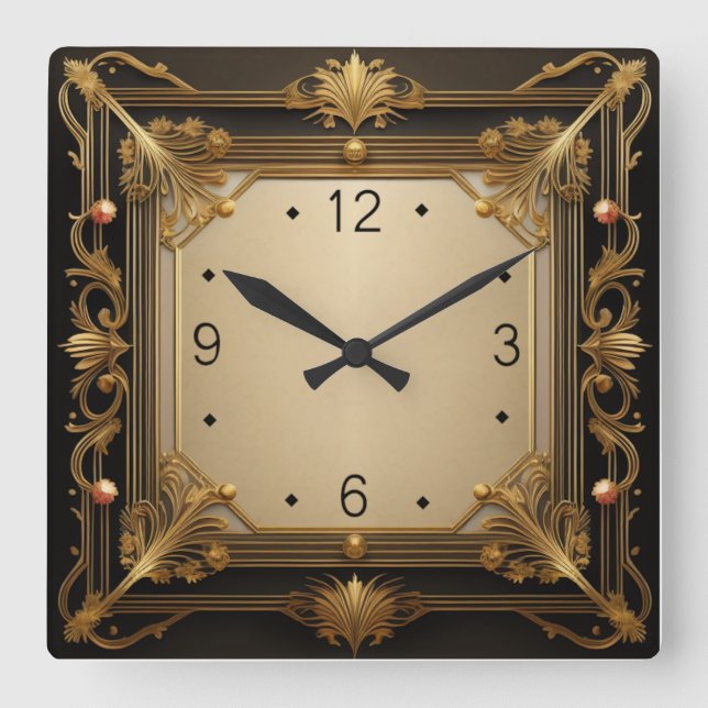 Reloj Cuadrado Elegante Art Deco (Anverso)