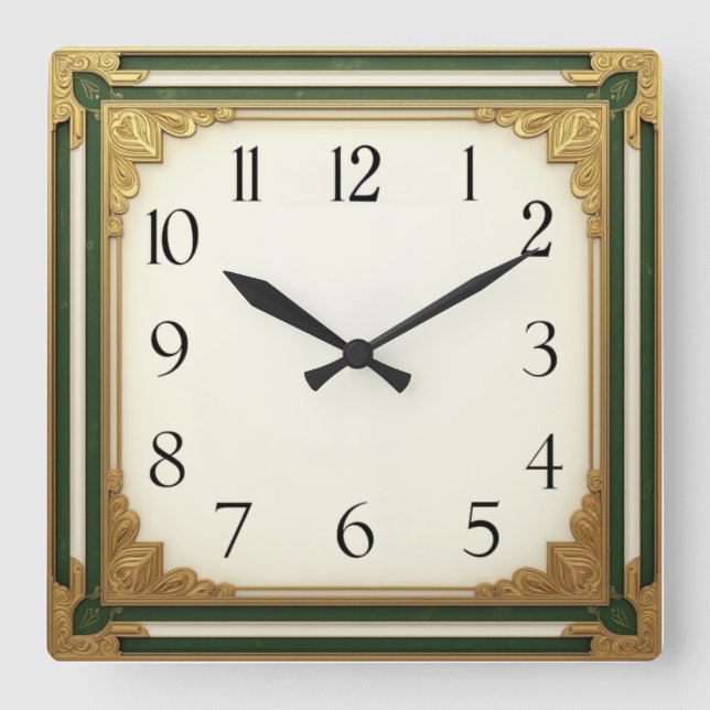 Reloj Cuadrado Elegante Art Deco (Anverso)