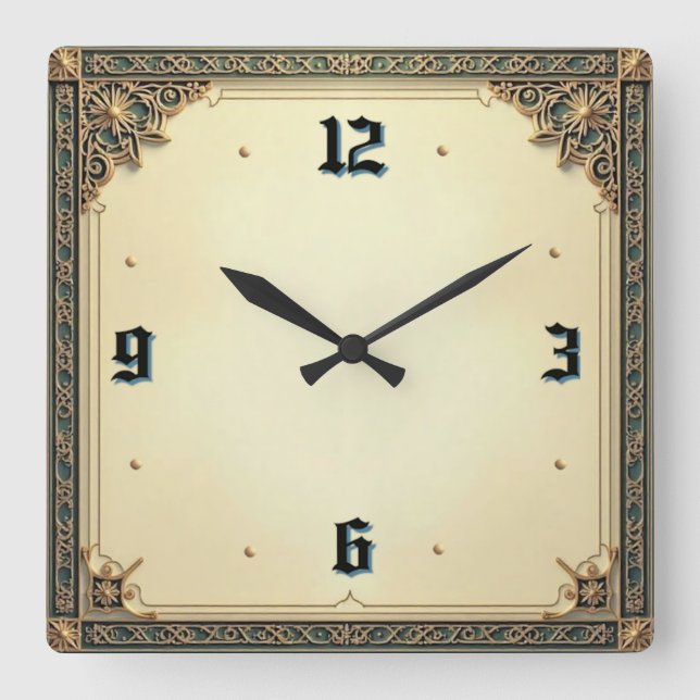 Reloj Cuadrado Elegante Art Déco (Anverso)