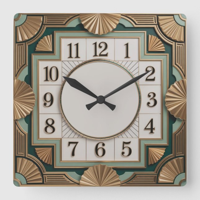 Reloj Cuadrado Elegante Art Deco (Anverso)