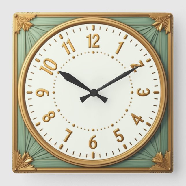 Reloj Cuadrado Elegante Art Déco (Anverso)