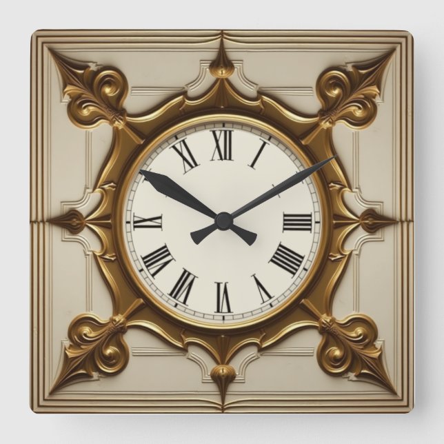 Reloj Cuadrado Elegante Art Déco (Anverso)