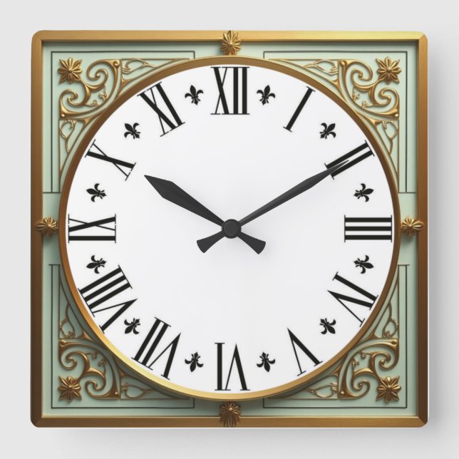 Reloj Cuadrado Elegante Art Deco (Anverso)