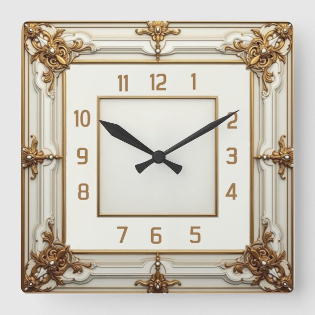 Reloj Cuadrado Elegante Art Deco Blanco (Anverso)