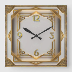 Reloj Cuadrado Elegante Art Deco Dorado