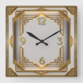 Reloj Cuadrado Elegante Art Deco Dorado